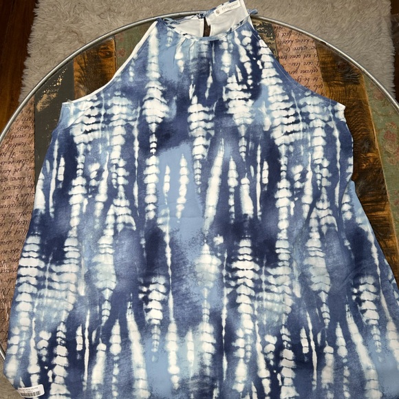 NEW Blue Tie Dye A Line Halter Dress w/ pockets XL - Picture 3 of 7